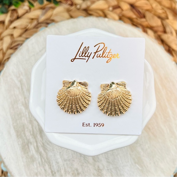 Lilly Pulitzer Jewelry - New Lilly Pulitzer Gold Sunshell Stud Earrings | Metallic | Seashell